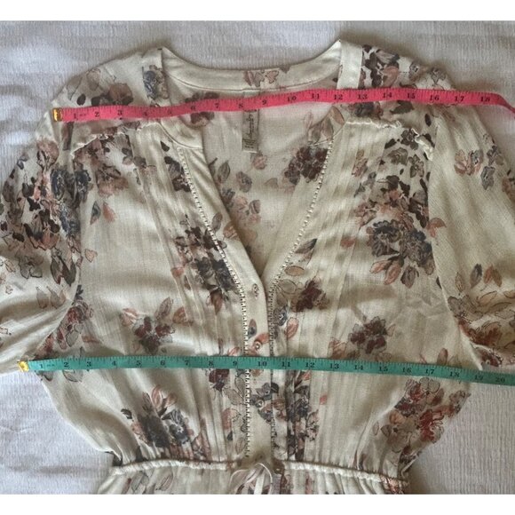 American Rag Women's M Maxi Dress Floral Blouse, Long Sleeve Side Slits - Picture 10 of 13